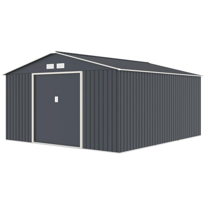 HATTORO S200 XXL Metall Gerätehaus 277x191x192cm Geräteschuppen Garten Schuppen Gartenhaus Satteldach (Anthrazit)