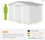 Outsunny Gerätehaus 4,9 m², Gartenhaus mit Satteldach, Schiebetür, Fundament, 277 x 195 x 192 cm, Geräteschuppen aus Verzinkter Stahl, wetterfest, für Garten, Dunkelgrau