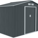 HATTORO S200 XXL Metall Gerätehaus 277x191x192cm Geräteschuppen Garten Schuppen Gartenhaus Satteldach (Anthrazit)
