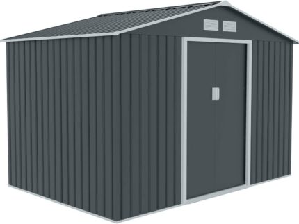 HATTORO S200 XXL Metall Gerätehaus 277x191x192cm Geräteschuppen Garten Schuppen Gartenhaus Satteldach (Anthrazit)