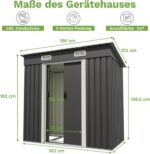 Devoko Metall Geräteschuppen 183x109x182cm mit Fundament, Anthrazit