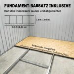 Outsunny Gerätehaus 4,9 m², Gartenhaus mit Satteldach, Schiebetür, Fundament, 277 x 195 x 192 cm, Geräteschuppen aus Verzinkter Stahl, wetterfest, für Garten, Dunkelgrau