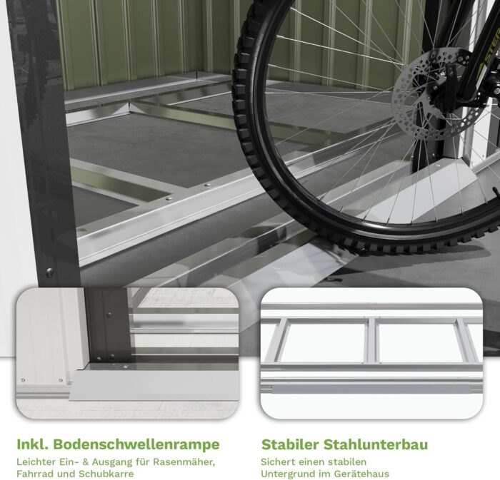 Devoko Metall Geräteschuppen 183x109x182cm mit Fundament, Anthrazit